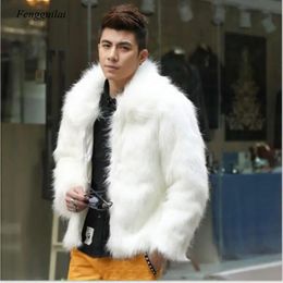 Men's Fur Faux Homme Jacket Leather Men White Black Fashion Coat Lapel Casual Slim Jaqueta Motoqueiro 231124
