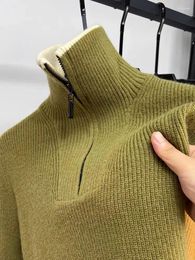 Men's Sweaters High End Fashion Half Pull Chain Neck Sweater Simple Thickened Warm Autumn And Winter Pullover Polo Top