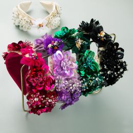 Luxury Crystal Flower Mesh Headbands Fashion Hair Accessories Women's Trend Party Hairband Hair Band Hoop Girl Headwear