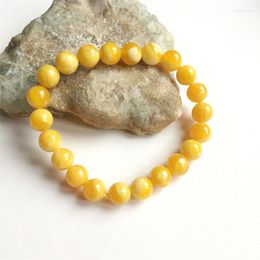 Strand 8MM Yellow Blood Beads Natural Stone Bracelet For Men Women Citrines Jades Transfer Luck Meditation Yoga Diabetes Relief Lucky
