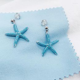 Stud Earrings Fashion High Jewellery 925 Sterling Silver Zircon Inlaid Sapphire Star Light Luxury Wedding For Women