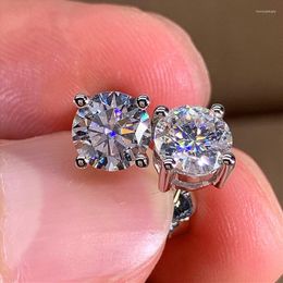 Stud Earrings Huitan Simple Stylish Round CZ Stone Women Men Shiny Accessories For Daily Wearable Couple Trendy Jewelry