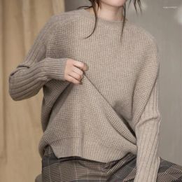 Women's Sweaters Aliselect Women Autumn Winter Sweater Cashmere Wool Knitted Hollow Out Loose Dresses Fashion Turtleneck Long Ladies Split