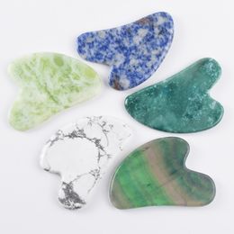 Wholesales Facial Gua Sha Jade Stone Massager Natural Crystal Rose Quartz Sodalite Guasha Massage Neck Beauty Body Traditional SPA Healing Beauty Health