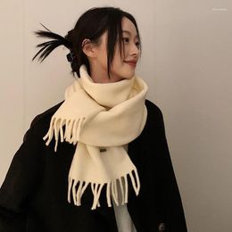 Scarves 2023 Autumn And Winter Solid Colour Fashion Women's Scarf High Grade Knitted Thickened Warm Cashmere Couple Tassel Neck