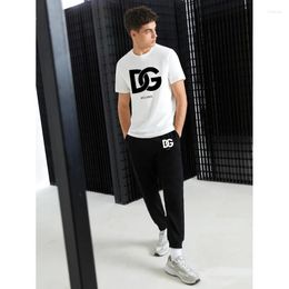 Men's Tracksuits 2023 Men's Luxury T-shirt Pants Suit Brand Short Sleeve Set Printed Cotton Shirts Jogging Sweatpants Male Sportswear