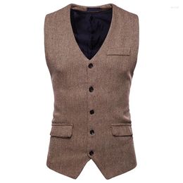 Men's Vests 2023 Spring And Autumn Herringbone Cloth Single Breasted Vest Suit