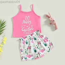 Clothing Sets Girls Summer Clothing Sets Children Suit Baby Bunny Print Sleeveless Tops+Shorts Kids Clothing Sets Baby Clothes Outfits AA230426