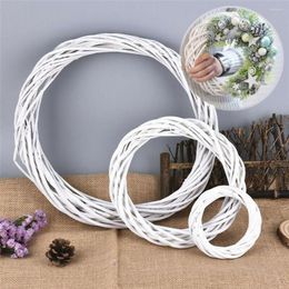 Decorative Flowers DIY Craft Xmas Party Decorations Ornaments Vine Ring Garland Hanging Wreath Wicker Christmas Rattan White