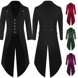 Men's Trench Coats Gentlemen Men's Coat Fashion Steampunk Vintage Tailcoat Jacket Gothic Victorian Frock Uniform Costume