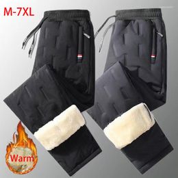 Men's Pants Winter Cashmere Warm Casual Male Thicken Windproof Trouser Men's Fleece Sweatpants Mens Down Cotton Trousers 7XL
