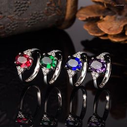 Cluster Rings DAIWUJAN 925 Sterling Silver Emerald Amethyst For Women Ruby Sapphire Tanzanite Adjustable Ring Wedding Engagement Jewellery