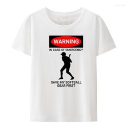 Men's T Shirts Outdoors Warning Emergency Softball Cotton T-shirts Tshirt Cool Y2k Clothes Style Leisure Summer Hipster Graphic Tshirts