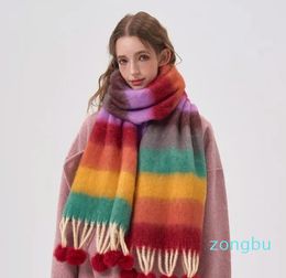 Scarves Designer Brand Scarf Women Winter Mohair Striped Pashmina Neckerchief Cashmere Shawl Wraps Female Foulard Bufandas