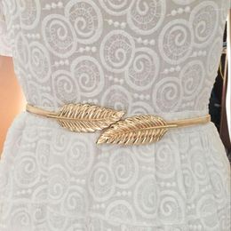 Belts Women's Gold Silver Leaf Metal Waist Chain Ladies Designer Elastic Dress Girls Clothing Accessories