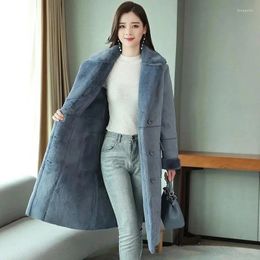 Women's Trench Coats 2024 Winter Long Suede Clothes Woollen Shawl Warm Solid Colour Loose Lamb Wool Jacket Coat Ladies