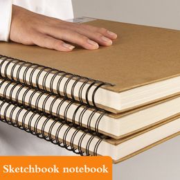 Painting Pens 16K8kA4 Khaki Sketchbook 160180GSM Spiral Notebook Diary Kraft Paper Cover Sketch Watercolour Stationery Art Supplies 230425