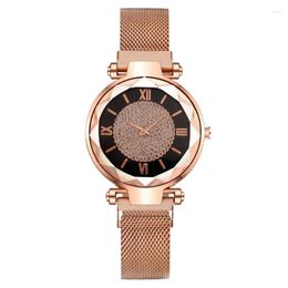 Wristwatches Women's Fashion Watch Colour Clock Plate Elite Stone Magnet Buckle Easy Quartz Ladies Watches Gifts Montre Femme