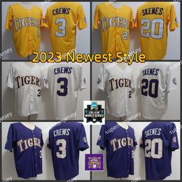 LSU Tigers Baseball Jersey 2023 Newest Style 20 Paul Skenes 3 Dylan Crews 2023 National Champs MCWS Good Jersey