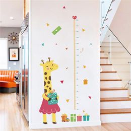 Wall Stickers Cartoon Giraffe Growth Chart For Kindergarten Home Decoration Diy Height Measure Animal Mural Art Pvc Kids Decals