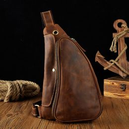 Backpack Men Single Rucksack Knapsack Triangle Bag Designer Cross Body Genuine Leather Messenger Chest Bags