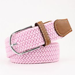 Belts Braided Belt Woman Woven Weave Brand Canvas Weaving Pink Black Yellow Blue Brown Purple White Red Green Grey Woman's JeansBelts