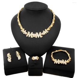 Necklace Earrings Set Yulaili High-quality Love XO Jewelry Mother Birthday Gift Series Ring Bracelet Four-piece