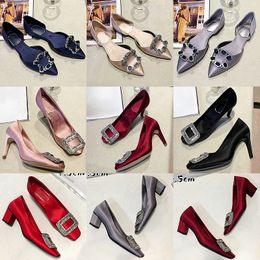 Luxury rhinestone sandals fashion bridal designer shoes Ladies silk satin wedding shoes sexy red heels new outdoor wedding loafers comfortable non-slip party flats