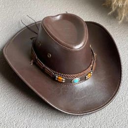 Berets Retro Ethnic Style Party Hat Vintage Western Cowboy With Belt Decor Adjustable Men's Women's For Cowgirls