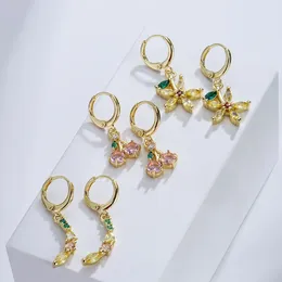 Dangle Earrings Mafisar Fashion Design Gold-Plated Zircon Fruit Irregular Combination Pendant Interesting For Sweet Girl