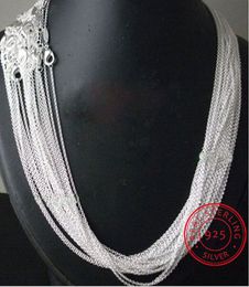 Strands Strings 10pcslot Promotion! wholesale 925 sterling silver necklace silver fine Jewellery Rolo Chain 1mm Necklace 16 18 20 22 24" 230426
