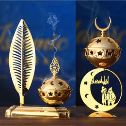 Other Event Party Supplies Gold Incense Metal Hollow Out Arab Islamic Style Incense Holder Stand Muslims Festival Salah Ramadan Decoration Eid Decor 230425