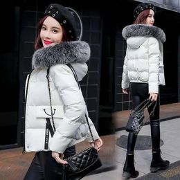 Women's Down Parkas Winter Jacket Women Parka Coat Fur Collar Hooded Jackets Cotton Padded Thick Short Coats Female Outwear P837 231124