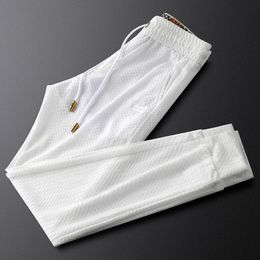 Men's Pants Summer White Casual Pants Ice Silk Lightweight Soft Men's Fashion Feet White Pants 230426