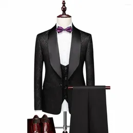 Men's Suits Mens 3 Piece Suit One Button Notch Lapel Tuxedo For Prom Formal Occasions Wedding Groom Groomsman Business Jacket Pants