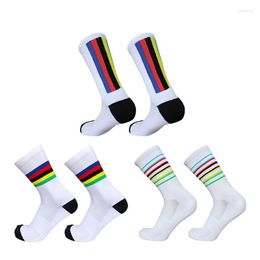 Sports Socks Professional Race Cycling Striped Breathable Outdoor Men Women Calcetines Ciclismo Hombre