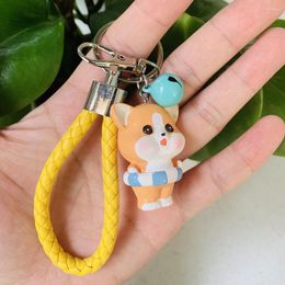 Keychains Creative Small Bell Keyring Cute Pug Pet Dog For Women Kids Trendy Bag Resin Animal Pendants Accessories Jewellery