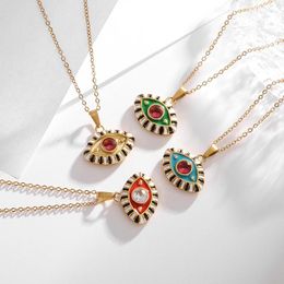 Pendant Necklaces Colourful Enamel Devil's Eye Evil Eyeball Necklace Women's Fashion Bohemian Cool Jewellery Gift