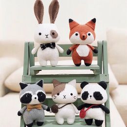 Needle Knitting Diy Handmade Materials Pack Wool Crochet Doll Cute Rabbit Raccoon Cat Send Children Gift Accesorios 231124