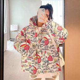 Women's Down Parkas Printed Winter Coat 2023 Fashion Loose Cotton padded Short Hooded Jacket Female Thicken Warm Outwear Casual 231124