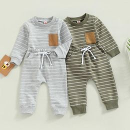 Clothing Sets CitgeeSpring Toddler Baby Boys Pants Set Striped Long Sleeve Sweatshirt Elastic Waist Sweatpants Fall Outfit Clothes