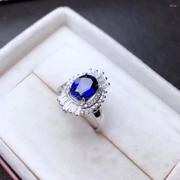 Cluster Rings Attractive Blue Sapphire Gemstone Ring Real 925 Silver Beautiful Jewellery For Women Natural Gem Girl Birthday Gift Love Date