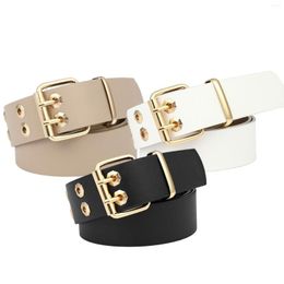 Belts Retro Style Double Grommet Belt Women Men Leather Trousers Accessories