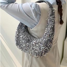 Evening Bags Half Round Design Dinner Bag Beaded Sheet Women Handbag High Quality Versatile Shiny Shoulder Underarm