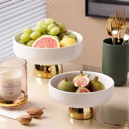 Decorative Objects Figurines Ceramic Fruit Plate Dessert Storage Rack Tray Snack Food Container Kitchen Dinner Tableware Serving Dish Bowl Organizer 231124
