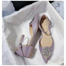 Dress Shoes Sexy Purple Fashion Sandals Low Heel Non-slip Summer Women's White Solid Colour Simple Casual Outdoor