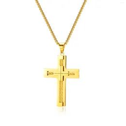 Chains Stainless Steel Sliver Color Gold Plated Cross Delicate Fashion Pendant Necklace Jewelry Gift For Him Man With Chain