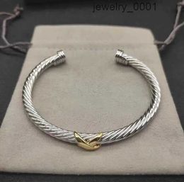 dy 925 Silver Twisted Cuff Bangle Charm Bracelet for Men Women Bracelets hook 5MM Wire Woman Designer DY Jewellery Exquisite Simple Fashion Accessories ZA87