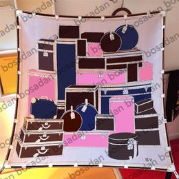 Fashion Women Designer Scarf Luxury Splice Pattern Flower Lattice Chain Luggage Personalised Design Spring Autumn Scarves 90*90 Shawl