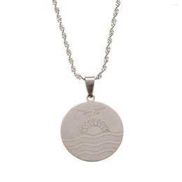 Chains Stainless Steel Kiribati Styles Silver Plated Pendant Necklaces For Women Trendy Round Picture Chain Jewellery